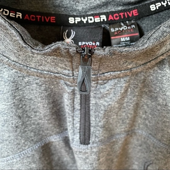 Spyder Active Men's 1/4 Zip Fleece Pullover Base Layer Medium Heather Grey - Picture 4 of 10